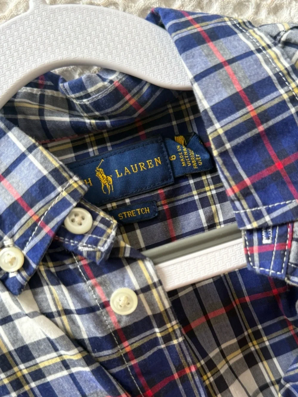 Ralph Lauren Blue White and Red Plaid Button-Up Shirt